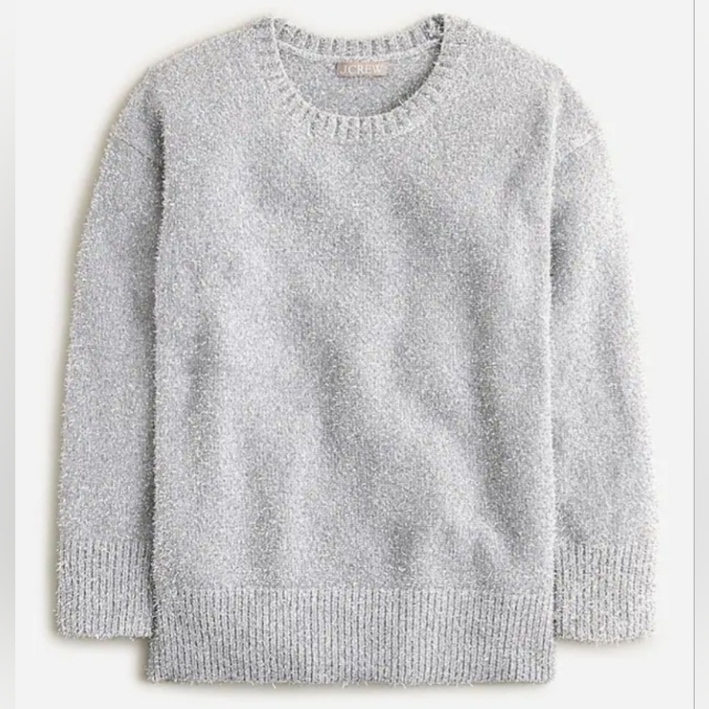 J. Crew NWT Relaxed Crewneck sweater in metallic brushed yarn size small